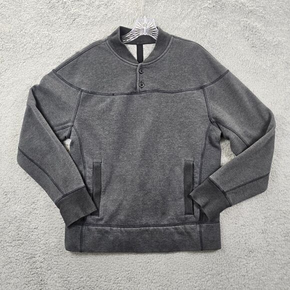 Lululemon Athletica Men's Gray Henley French Terry Revolve Sweater Pocket Size M - Picture 1 of 14